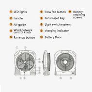 HAITRAL Rechargeable Table Fan SF-399A Turbo Force Air Circulator AC/DC Operated with Led Light N9