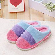 AutumnFall Women Home Floor Soft Slippers Female Cotton-padded Shoes Couple Shoes (7, Coffee) N5