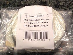 Flat Gasket Braided Fiberglass Rope 1/8" Thick x 1" Wide x 25' Roll. Wood Stove Door, Arch Pan, Oil Furnace