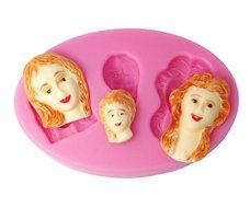 FOUR-C Halloween Gift Cup Cake Mold Lady Faces Silicone Baking Mould Color Pink