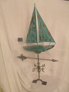 LARGE Handcrafted 3D 3- Dimensional SAIL BOAT Weathervane Copper Patina Finish N2