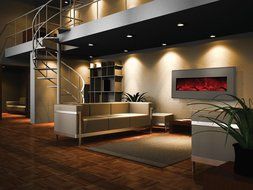 Amantii Advanced Series Wall Mount/Built-In Electric Fireplace with Coastal Blue Steel Surround, 58 Inch N20