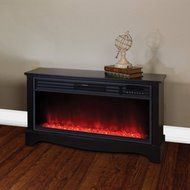 Black Cabinet 20" Tall Heater Fireplace with Color-Change LED Affect