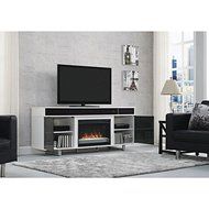 Enterprise Glossy White Finish 26-inch Classic Flame Electric Indoor Fireplace Media Mantel N2