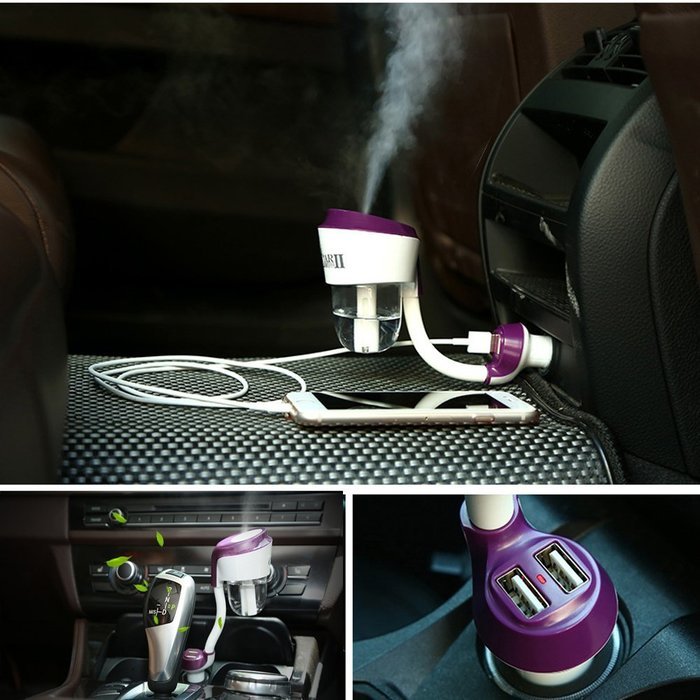 KimKing 2016 New Generation 2 in 1 Car Humidifier+ Dual USB Port Charger Essential Oil Aroma Diffuser 5V2.1A 50ml... N4