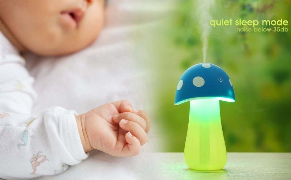 AmiCool 200ml Mushroom Mini USB Humidifier Purifier with LED Light for Office Home Car travel(Red) N4