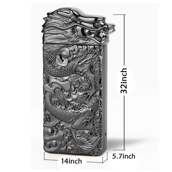 MeanHoo Portable High-end Metal Retro Draon electronic lighters Usb Rechargeable flameless windproof cigar usb... N4