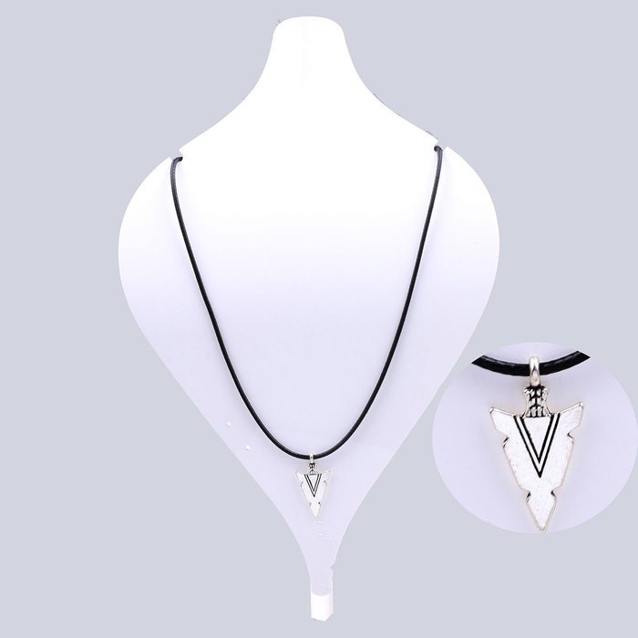 Fashion Women Jewelry Black Leather Chain Silver Arrow Head Pendant Necklace
