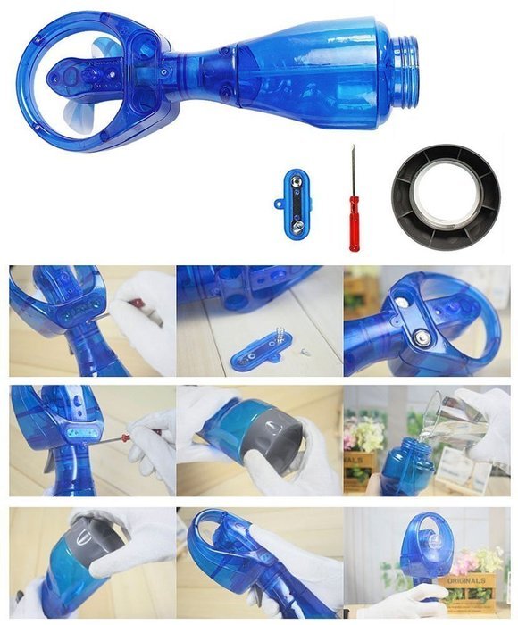 M-Aimee Mini Portable Battery-operated Desktop Water Spray Cooling Cool Cooler Fan For Travel(Blue) N4