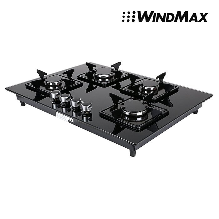 Euro Style 28" Black Glass 4 Burner Built-In Stove NG Natural Gas Cooktop Cooker N6