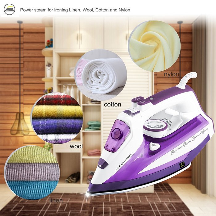 ZZ ES322-P 1500-Watt Steam Iron with Stainless Steel Soleplate, Purple N2