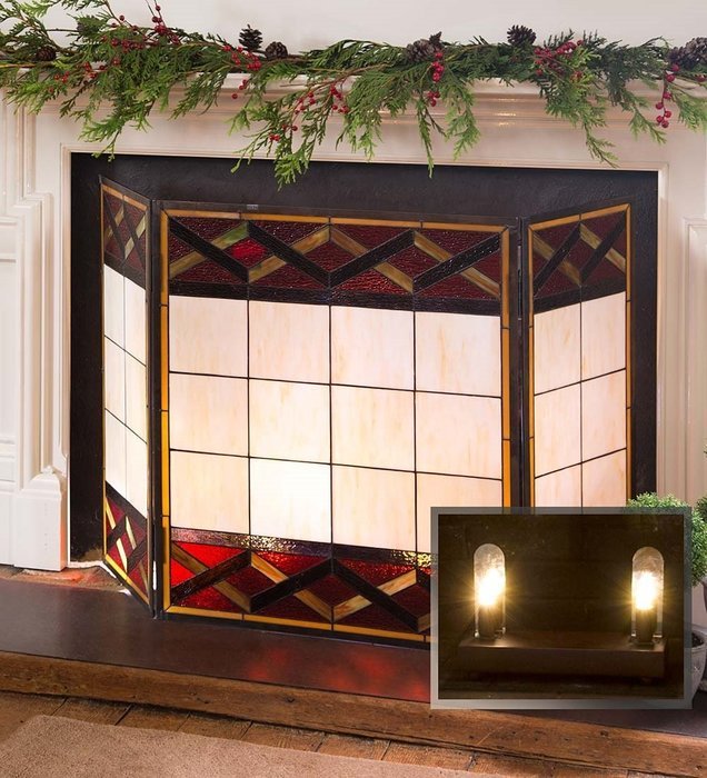 Plow & Hearth Fireplace Screen Mood-Setting LED Light N2