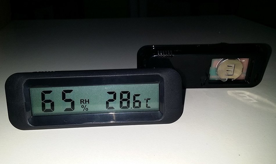 MIEO Round Digital Hygrometer Thermometer for Humidor HH654 with Clock N27