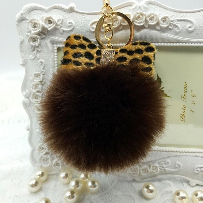 AutumnFall&reg; Fluffy Faux Rabbit Fur Ball Charm Car Keychain Handbag Key Ring (# 14) N21