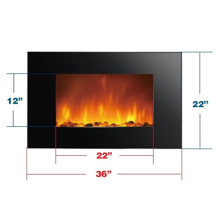 Clevr 750-1500W 36" Adjustable Electric Wall Mount Fireplace Heater Flat L