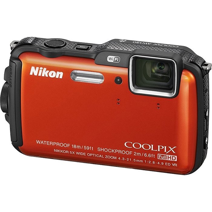 Nikon COOLPIX AW120 16.1 MP Wi-Fi and Waterproof Digital Camera with GPS and Full HD 1080p Video (Orange) (Certified...