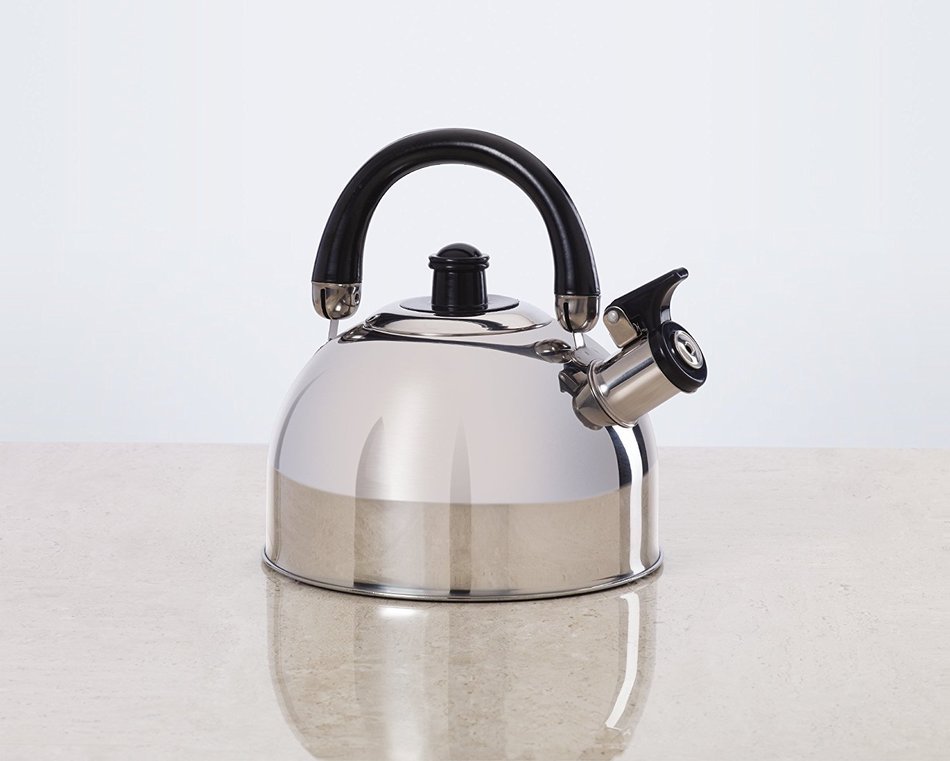 Kamenstein Whistle Tea Kettle (Stainless Steel, 2-1/2 Quart, Mirror Polish)