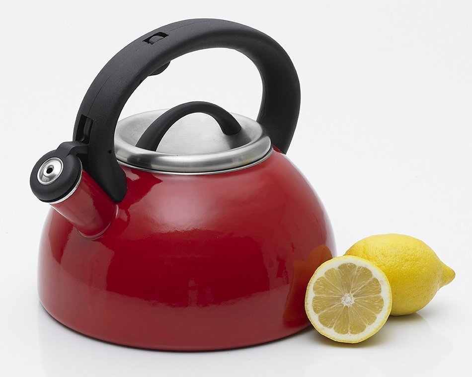 Creative Home Rio Whistling Enamel on Steel Tea Kettle, 2.8-Quart, Red N2