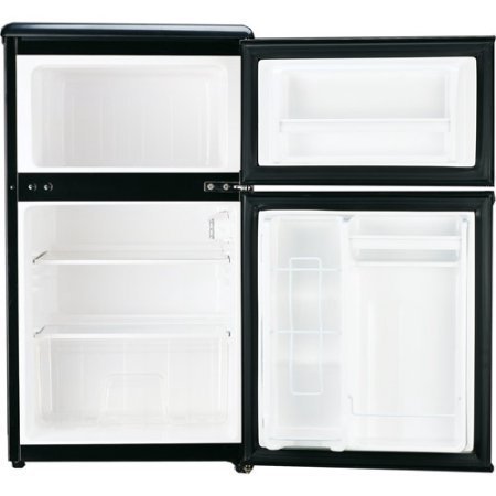 3.2 Cubic Feet, 2-Door Adjustable Thermostat, Refrigerator and Freezer, Stainless Steel, Silver