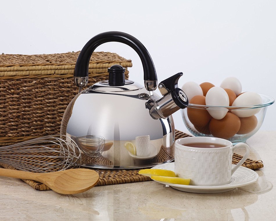 Kamenstein Whistle Tea Kettle (Stainless Steel, 2-1/2 Quart, Mirror Polish) N4