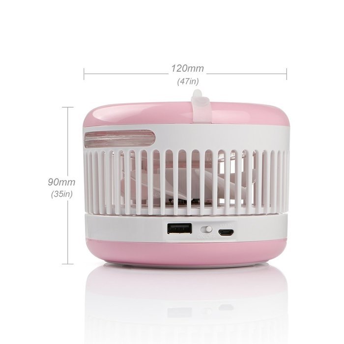 Pojazia Mini USB Output Electric Fan Rechargeable Humidifier Misting Fan (Pink) N16