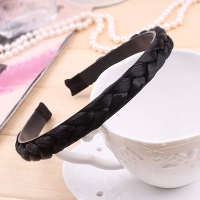 Spritech(TM) Women's Headband Plaited Braid Hair Band Hair Piece Black