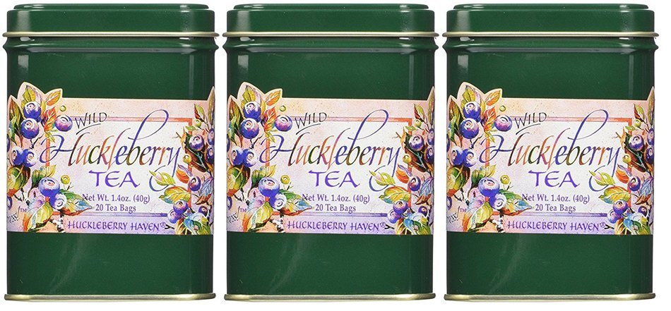Wild Huckleberry Tea Bags From Montana (3 Pack - 60 Tea Bags). Black Ceylon Tea with Huckleberry Natural Flavors. N2