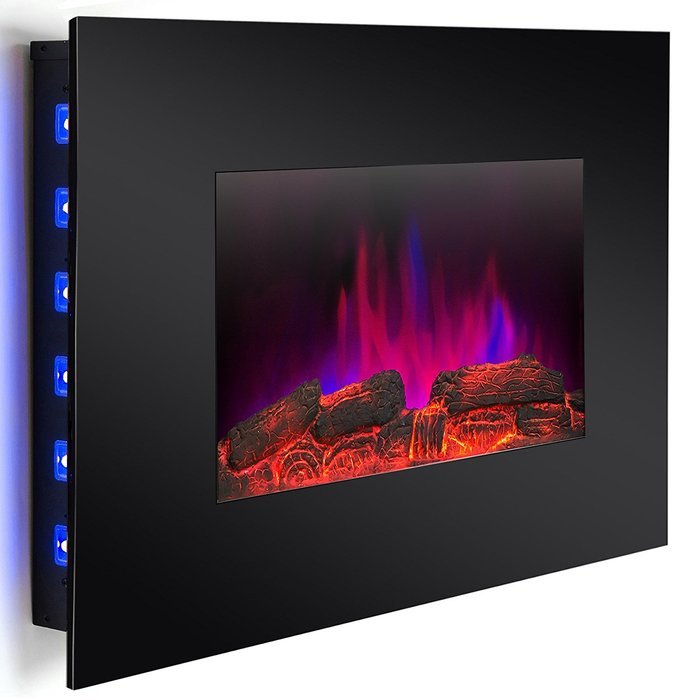 AKDY&reg; 36" LED Wall Mount Electric Fireplace Modern Space Heater Flat Tempered Glass w/Remote Control N3
