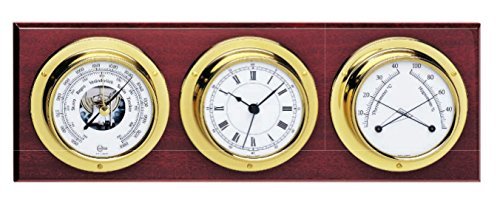 Barigo 386MSMA Dial Weather Station with Ships Barometer, Brass - Mahogany