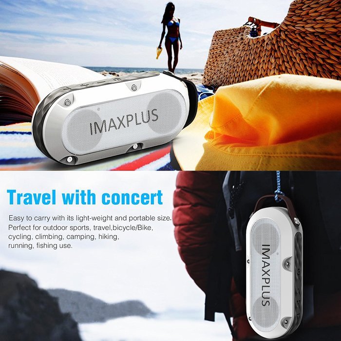 IMAXPLUS Outdoor Wireless Bluetooth Speakers 4.1 with Waterproof IPX6,12 Hours Playtime,TF Card Play and Hands-Free... N8