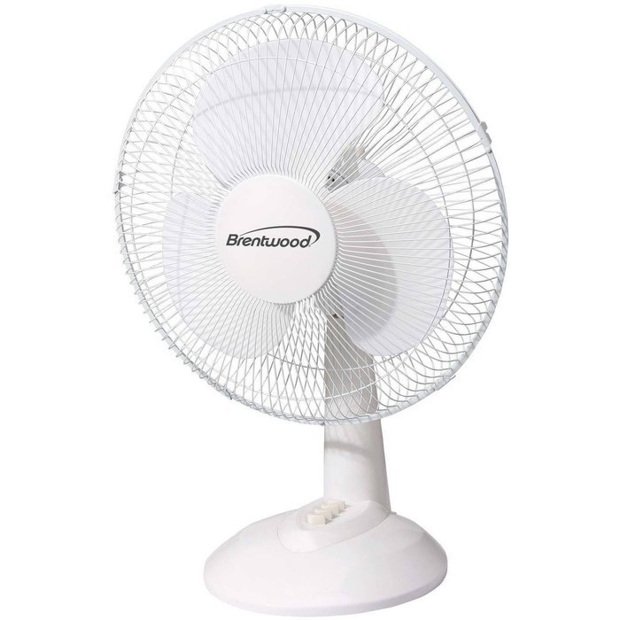 12 inch Oscillating Adjustable Quiet Cool 3 Speed Round Floor, Table and Desk Fan, White