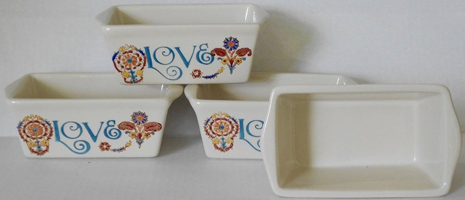 Stoneware Mini Loaf Pans - 4 Pans (Autumn Harvest Theme) (Autumn Leaves) N3