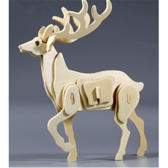 KAKA(TM) Creative 3-D Wooden Puzzle DIY Kits Child Educational 3D Wooden Jigsaw Puzzle Toy Brick Block Wood -Elk N8