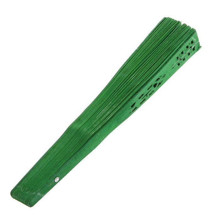 Vintage Wood Hollow Carved Hand Fan Foldable Fan - Green N5