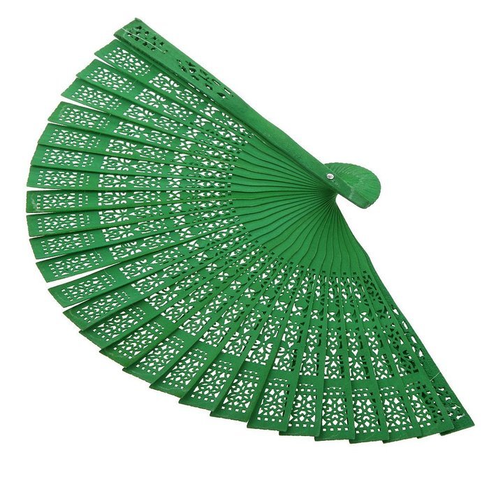 Vintage Wood Hollow Carved Hand Fan Foldable Fan - Green N6