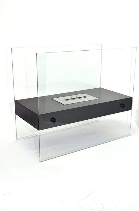 Chic Fireplaces Boston Black Luxury Large Size Free Standing Modern Bio-Ethanol Fireplace Tempered Glass and Stainless... N5