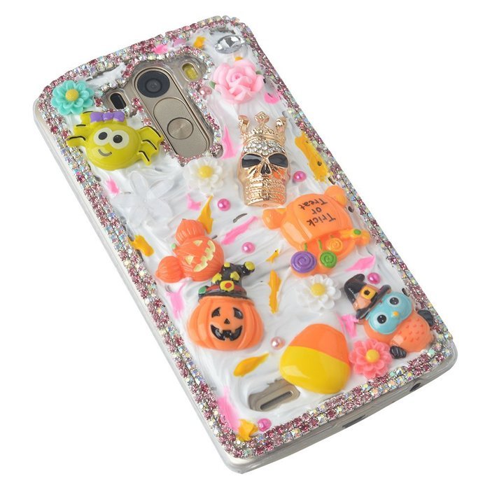 Spritech(TM) 3D Handmade Crystal Phone Case for LG G Stylo LS770,Helloween Style Monster Pumpkin Design Smartphone... N4