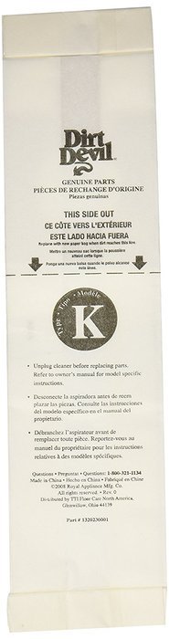 Dirt Devil Type K Vacuum Bags (3-Pack), 3320230001