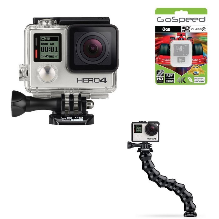 GoPro Hero4 Hero 4 12MP Full HD 4K 30fps 1080p 120fps Built-In Wi-Fi Waterproof Wearable Camera Black Adventure... N17