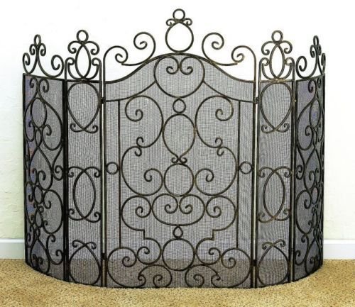 FIREPLACE SCREENS - "ANDALUSIA" FIREPLACE SCREEN - ANTIQUE BRASS FINISH