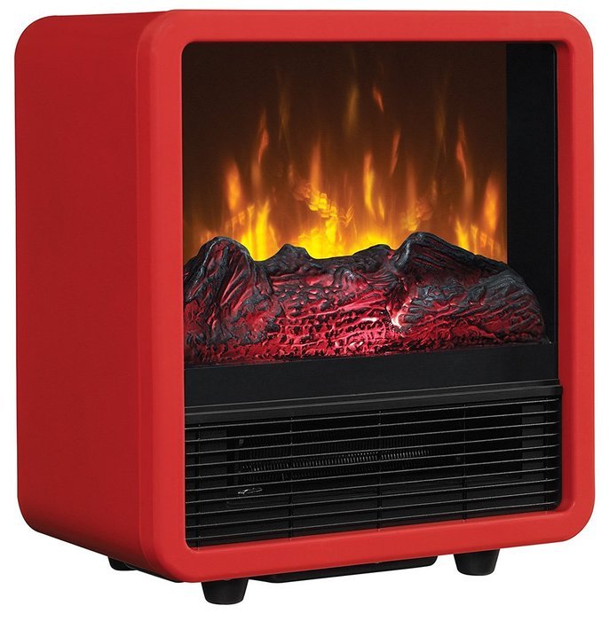 Twin-Star Home CFS-300-BLK Portable Electric Personal Space Heater Cube with Electric Fireplace, Black N6