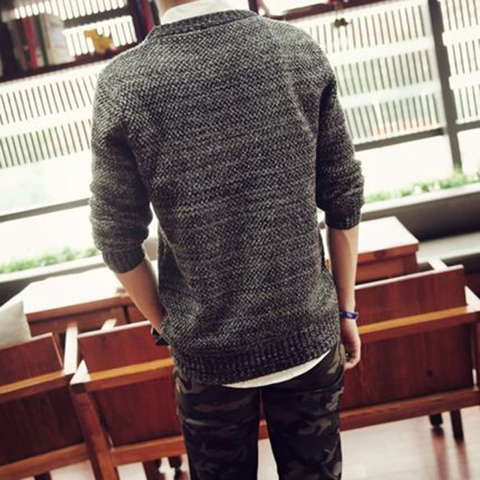Spritech(TM) Men's Fashion Comfort Autumn Knitting Round Neck Pullover Sweater Coffee XL N9