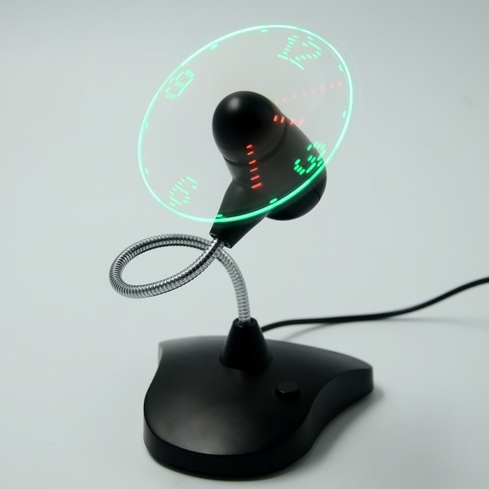 Portable Flexible Neck USB Fan with LED Clock Display Cooling Office Desk Table Electric Clock Fan with Stand... N8