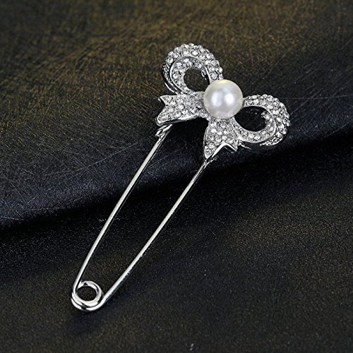 Bowknot Rhinestone/Diamante Scarf/Hijab/Shawl Safety Pins/Brooches with Pearl