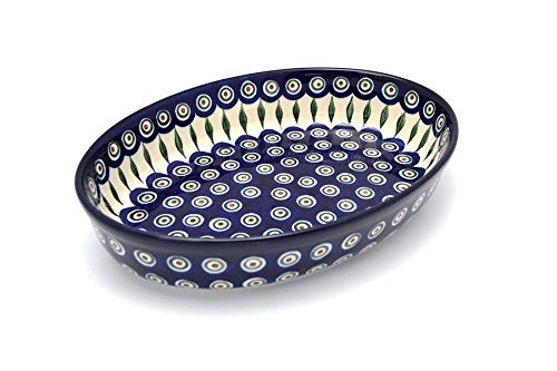 Polish Pottery Baker - Oval - Large - Peacock