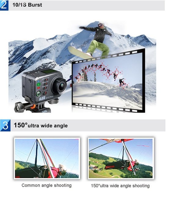 Boblov AEE Technology Action Cam S71 4K 1080P 16MP Slim Body Wi-Fi Waterproof Wireless Action Camera with 2.0-...
