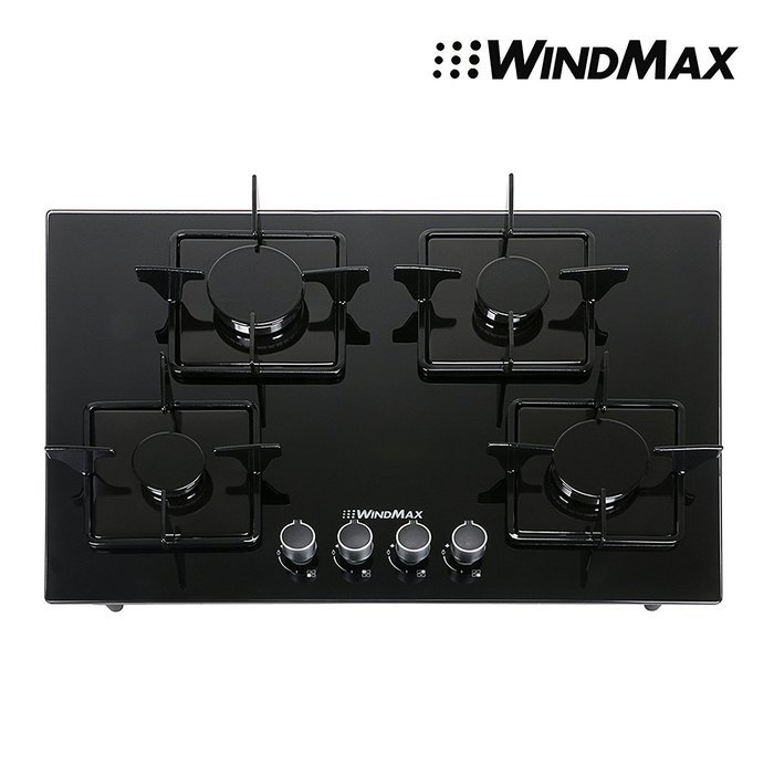 Euro Style 28" Black Glass 4 Burner Built-In Stove NG Natural Gas Cooktop Cooker N8