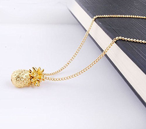 Tiny Pineapple Fruit Cute Charm Long Chain Necklace Summer Jewelry Gold Plated N2