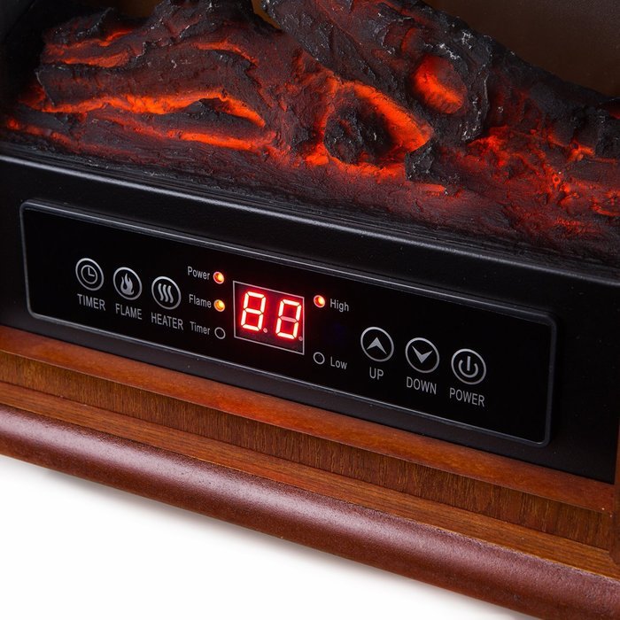 Della Portable Electric 4 Element Infrared Stove Fireplace Wood Freestanding with Wheel, 1500W N6