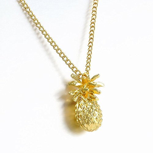 Tiny Pineapple Fruit Cute Charm Long Chain Necklace Summer Jewelry Gold Plated N3